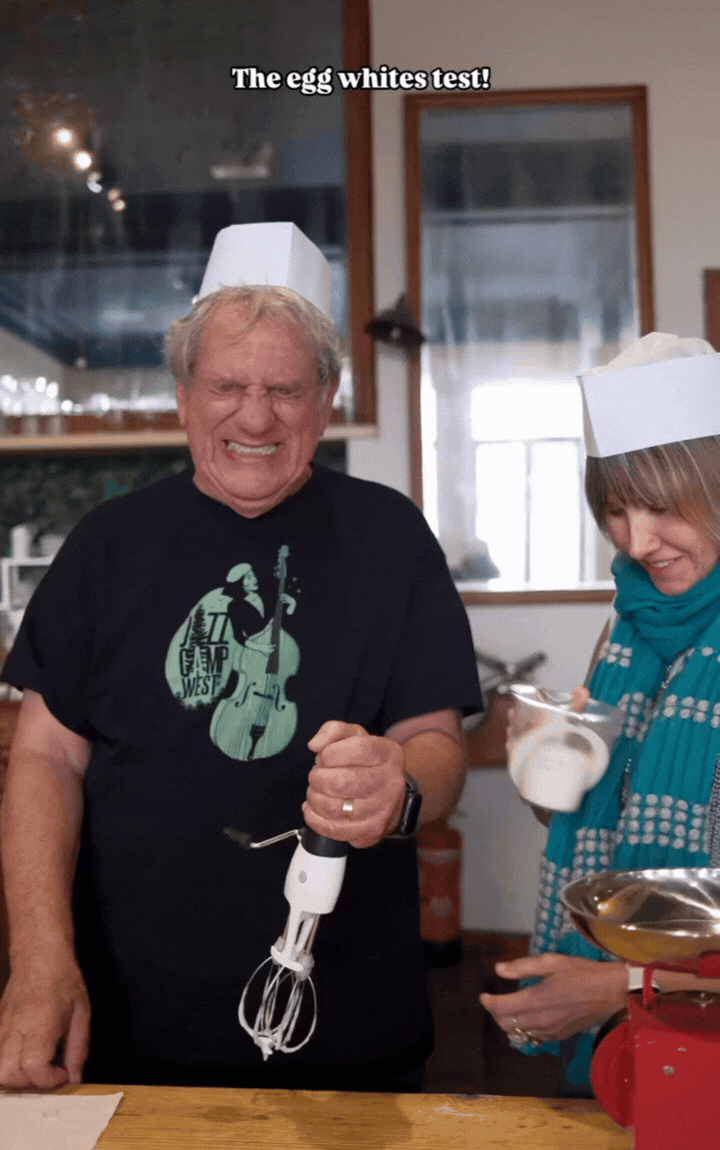 The egg whites test challenge during a private waffle workshop in Ghent